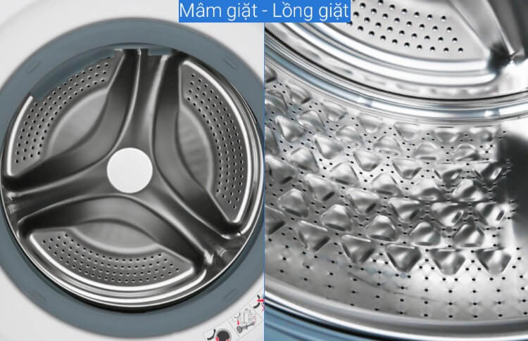 Hình ảnh mâm giặt và lồng giặt của máy giặt Panasonic.