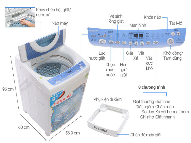hướng dẫn sử dụng máy giặt Toshiba